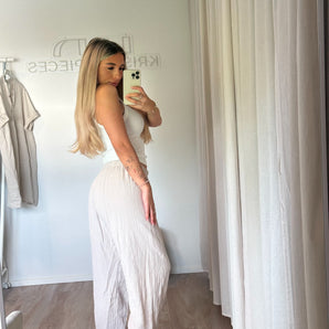 Musselin Curvy Hose Beige